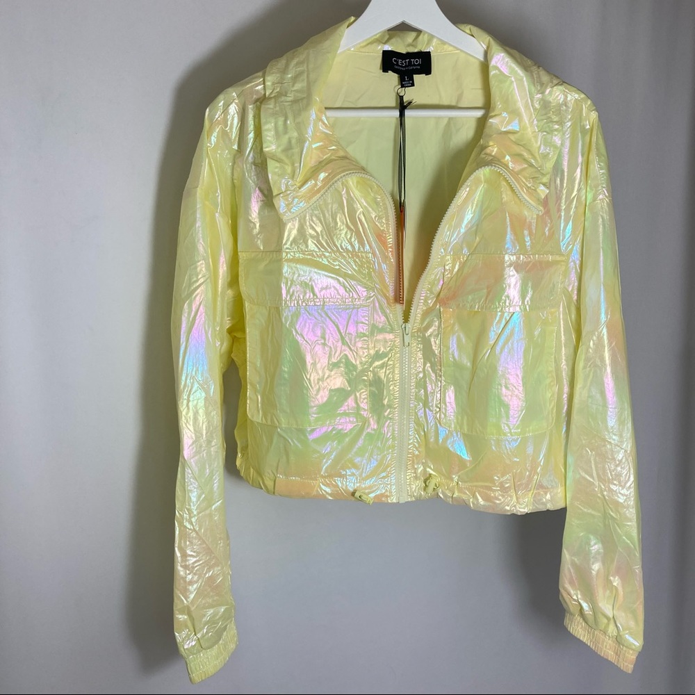 ASOS C’est Toi Iridescent Yellow Opal Crop Windbreaker